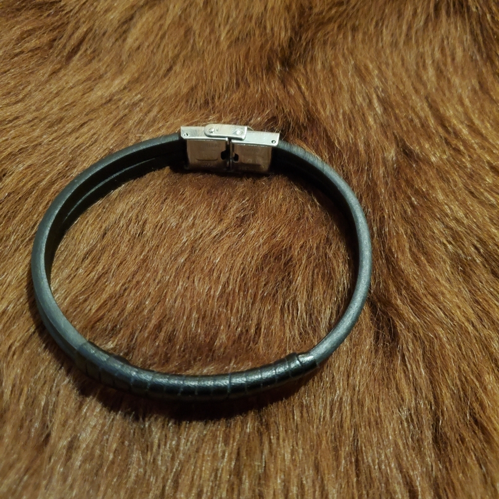 Black Leather Men's Bracelet
